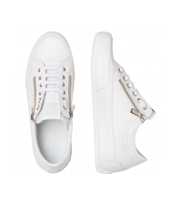 Clean White Leather Trainer With Zips