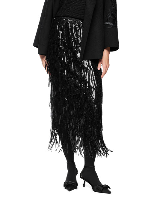 Sequin Fringe Skirt