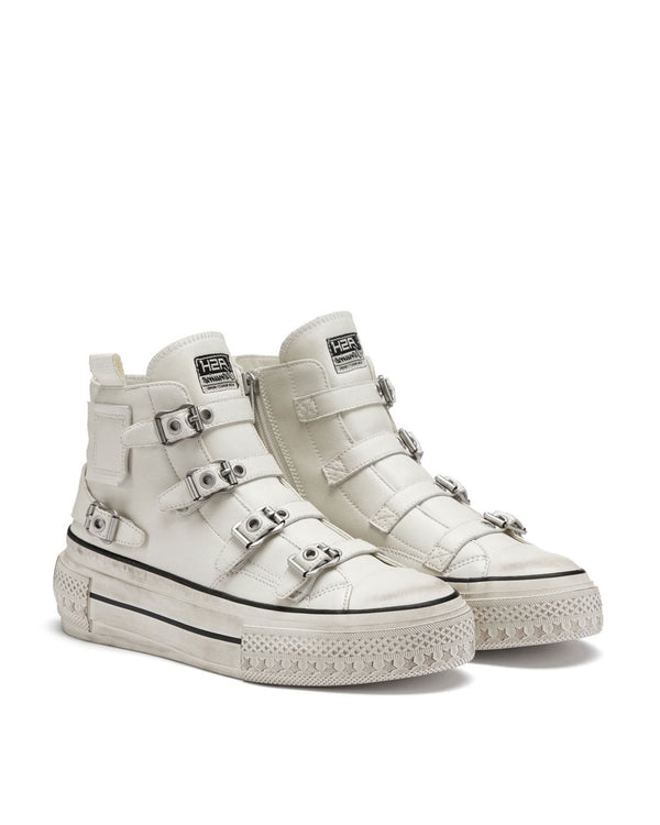 Distressed Multi Buckle High Top
