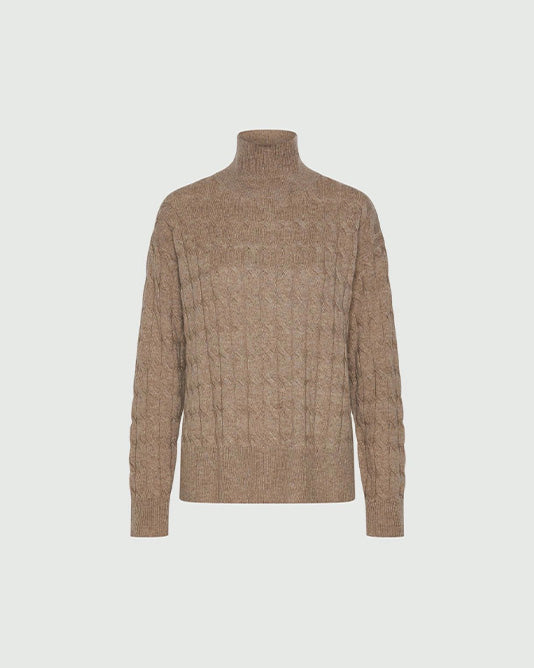 Cable Knit Long Sleeve Turtle Neck Sweater