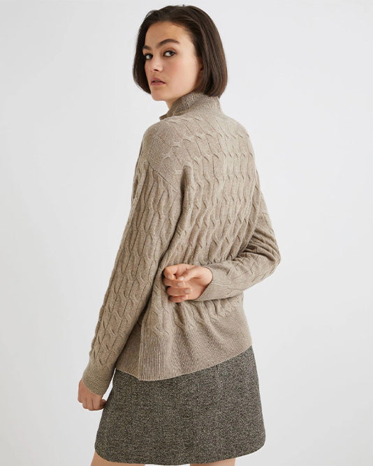 Cable Knit Long Sleeve Turtle Neck Sweater