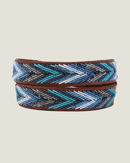 Glass Bead Arrow Belt in Turquoise