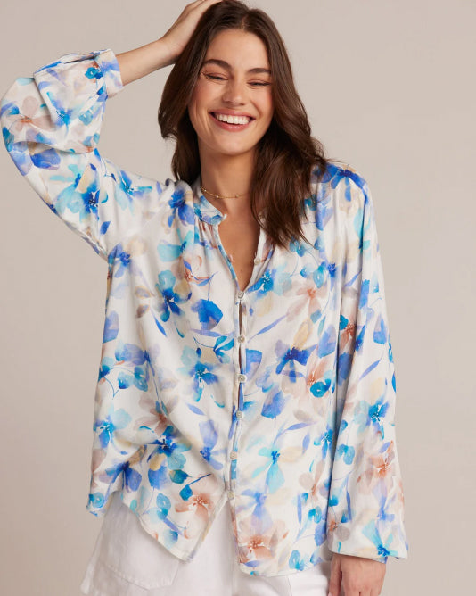 Floral Button Loop Blouse