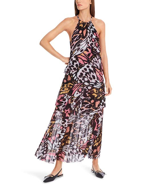 Tiered Print Halter Neck Dress