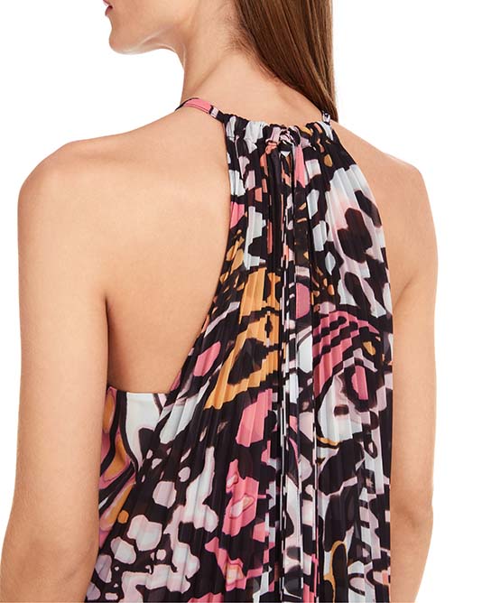 Tiered Print Halter Neck Dress