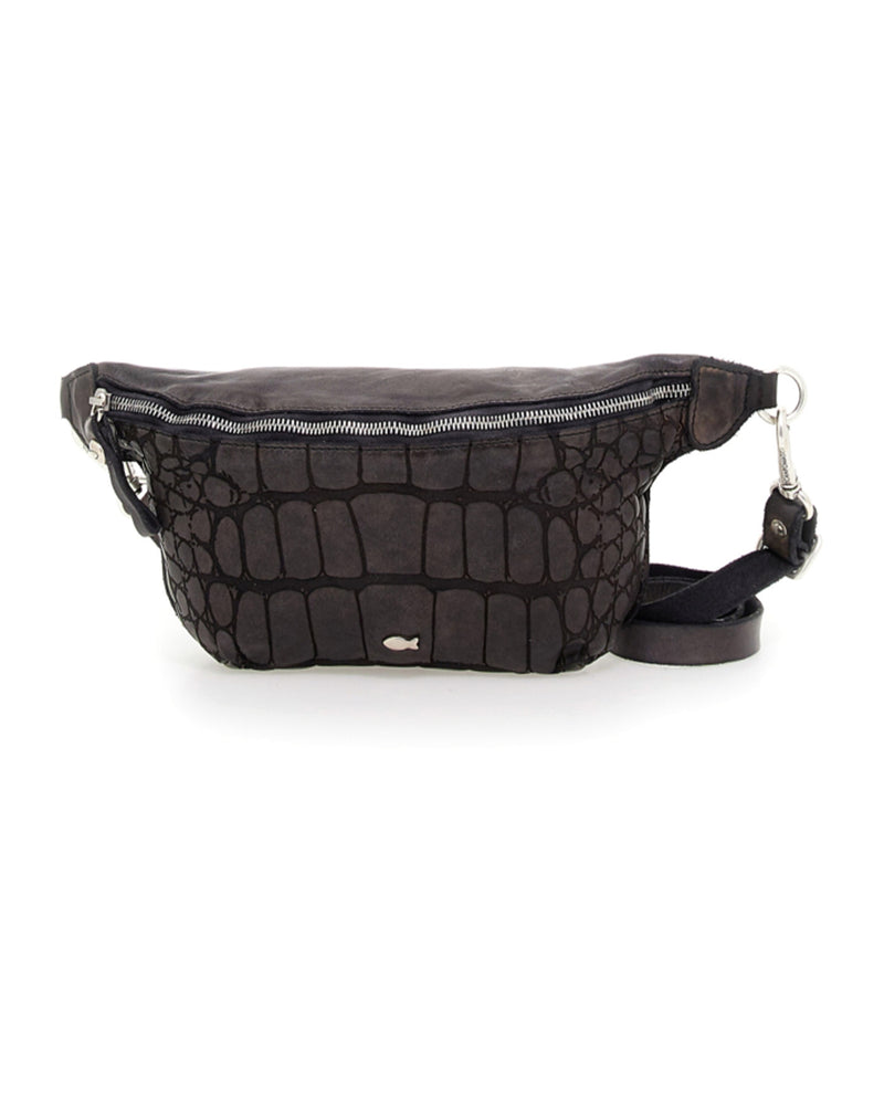 Croc Effect Crossbody/Belt Bag in Grey