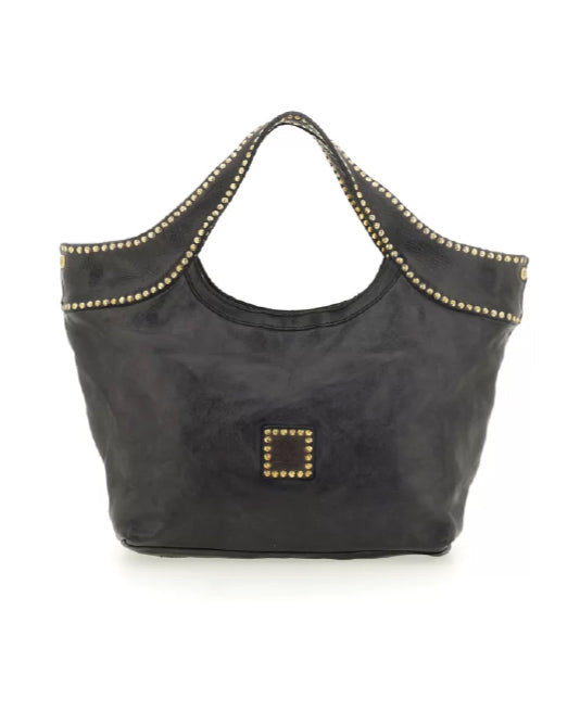 Grey Studded Handle Shopper