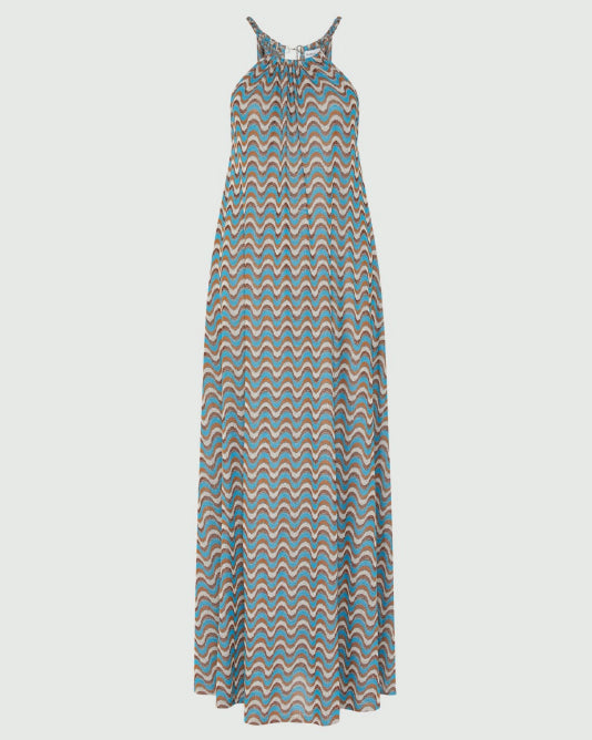 Crisma Long Knit jersey Dress with Chain Detail at Neck