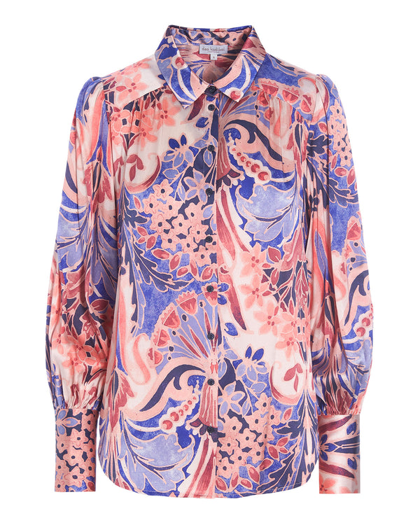 CADENCE Blouse in Pink Purple Print