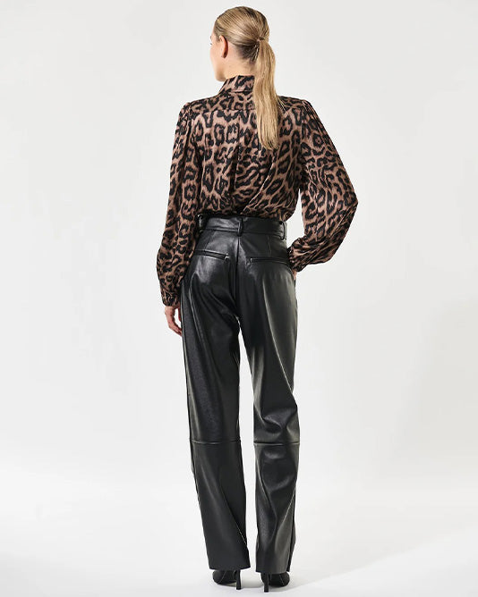 Kikki Silk Scarf Tie Neck Blouse In Animal
