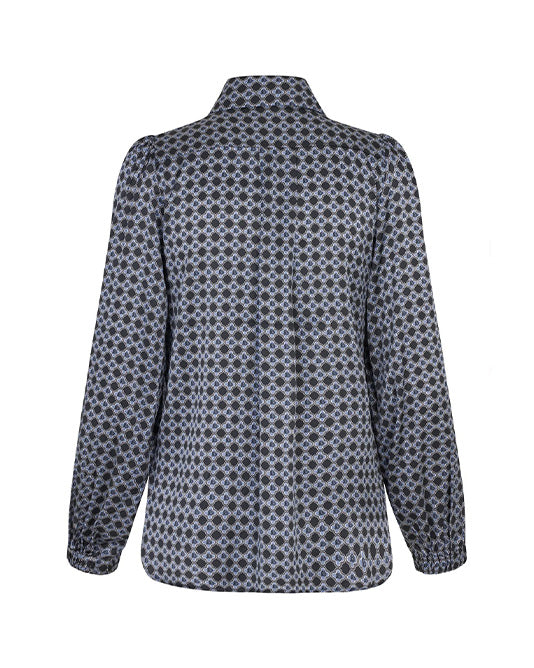 Kikki Silk Scarf Tie Neck Blouse in Massao Blue