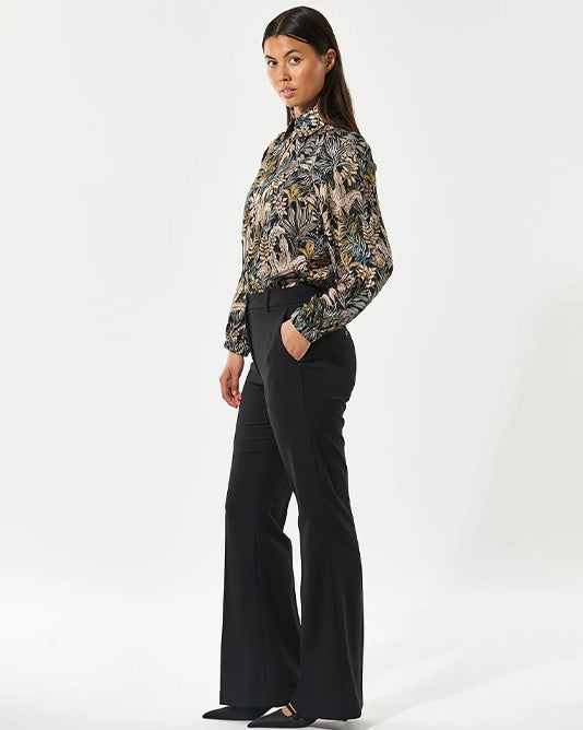 Kikki Silk Scarf Tie Neck Blouse Sencha Black