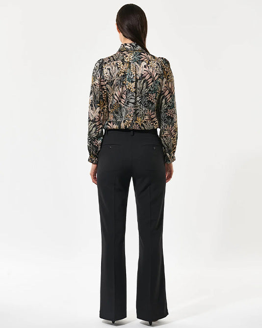 Kikki Silk Scarf Tie Neck Blouse Sencha Black