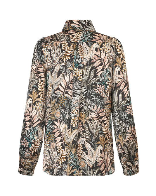 Kikki Silk Scarf Tie Neck Blouse Sencha Black