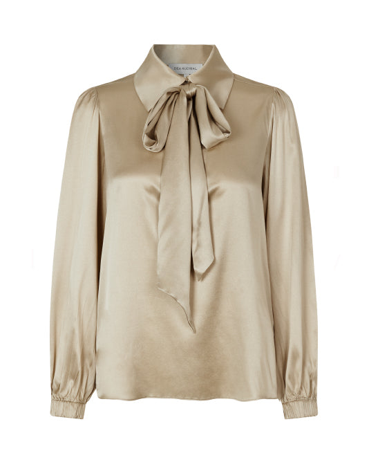 KIKKI Silk Scarf Tie Neck Blouse