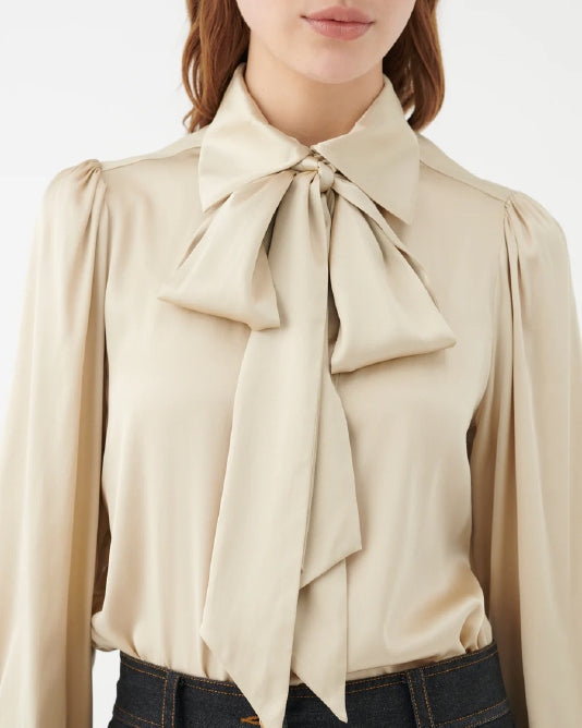 KIKKI Silk Scarf Tie Neck Blouse