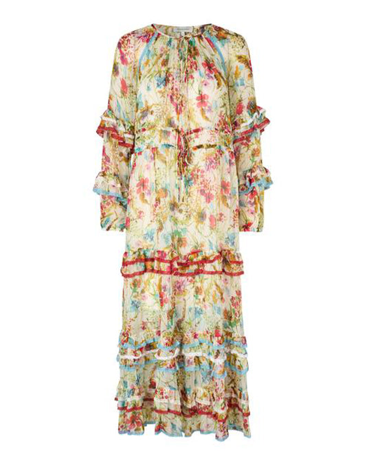 Floral Crepe Ruffle Maxi Dress