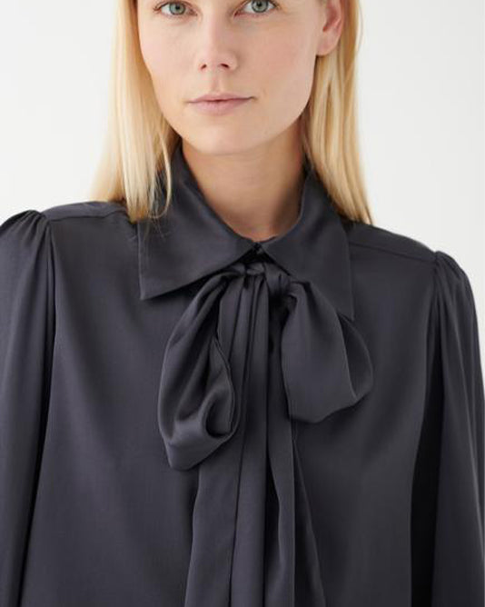 KIKKI Silk Scarf Tie Neck Blouse