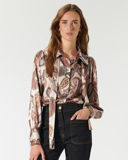 Paisley Print Pussy Bow Blouse