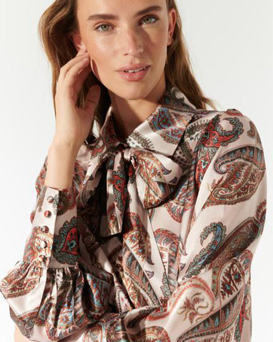 Paisley Print Pussy Bow Blouse