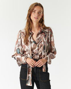 Paisley Print Pussy Bow Blouse