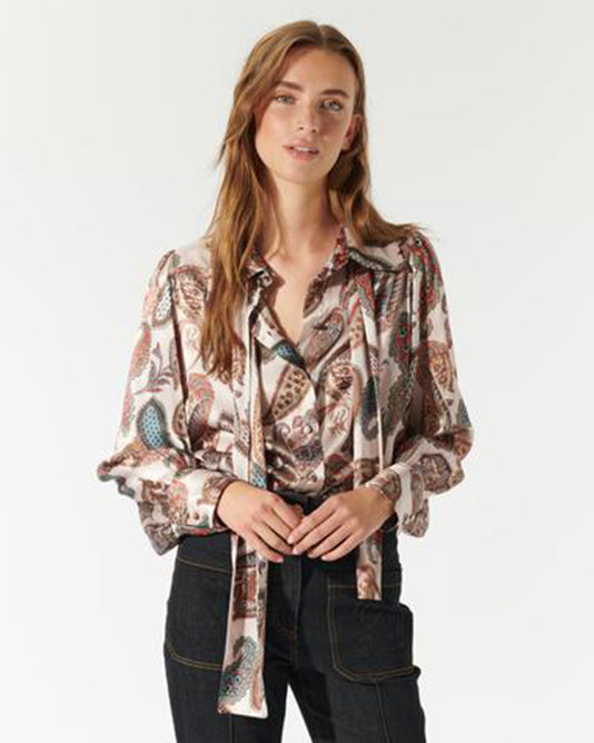 Paisley Print Pussy Bow Blouse