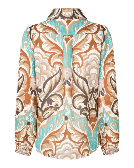 Floral & Vine Print Linen Blouse