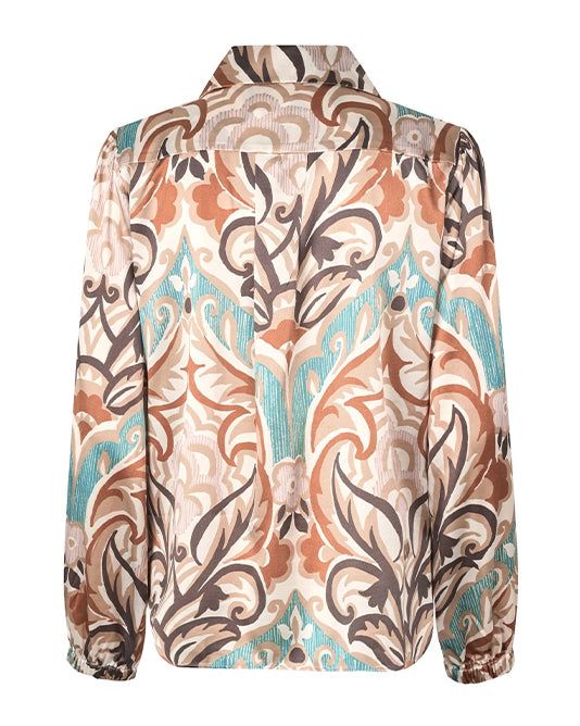 Floral & Vine Print Silk Blouse