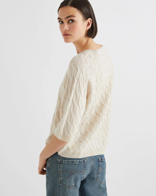Cable Knit Short Sleeve Sweater