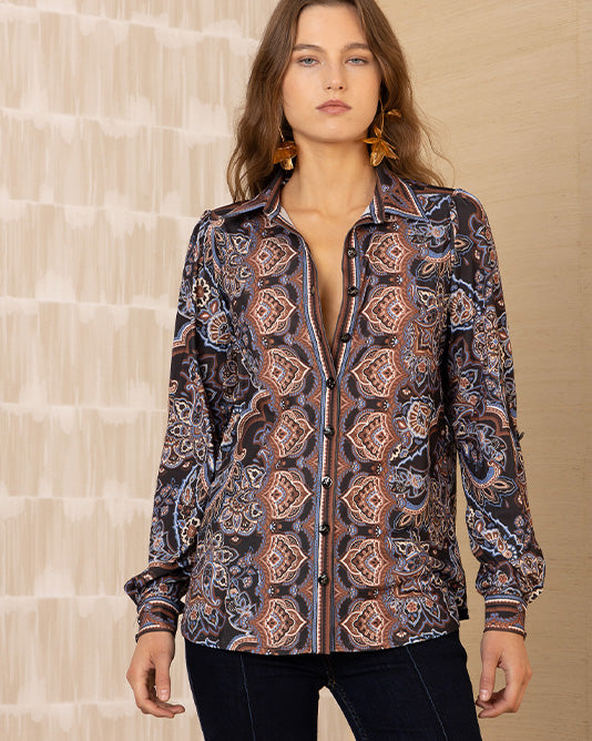 Printed Soft Stretch Shirt with Placement Print
