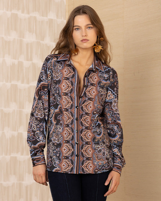 Printed Soft Stretch Shirt with Placement Print