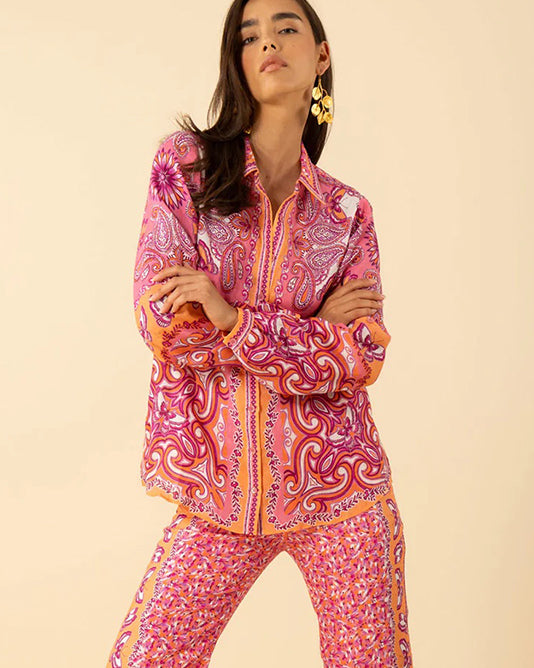 Placement Pattern Linen Shirt