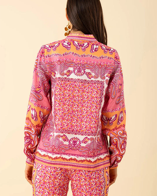 Placement Pattern Linen Shirt