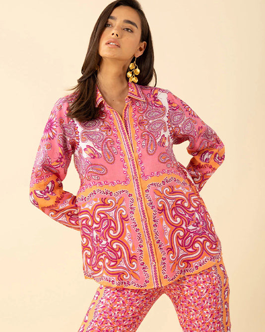 Placement Pattern Linen Shirt