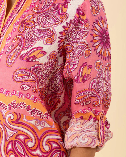 Placement Pattern Linen Shirt