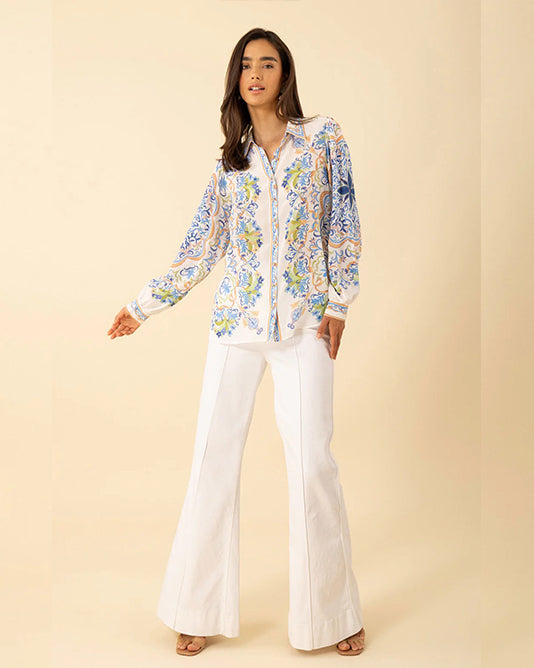 Placement Print Silk Shirt