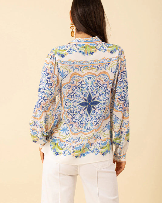 Placement Print Silk Shirt
