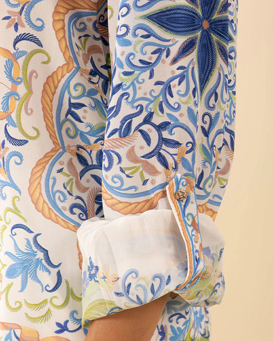 Placement Print Silk Shirt