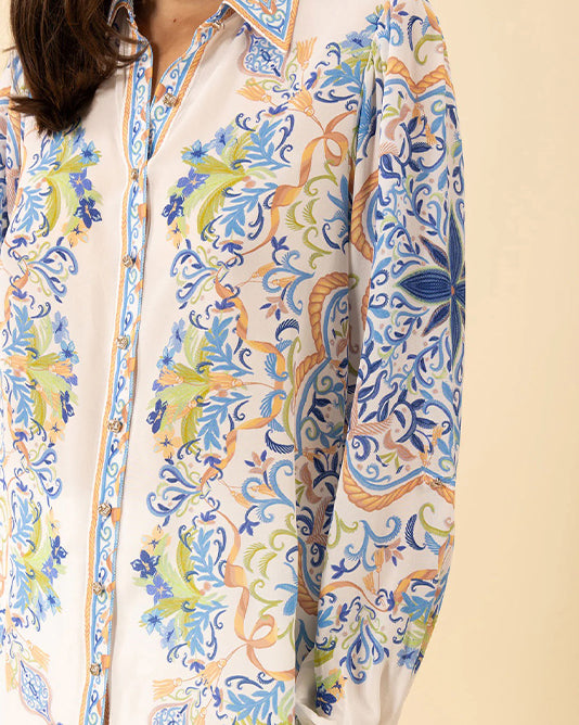 Placement Print Silk Shirt