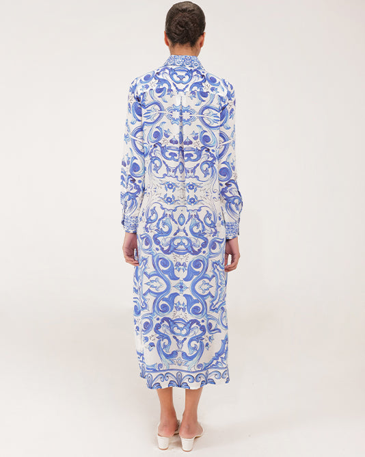 LUPINE Printed Silk Shirt Dress