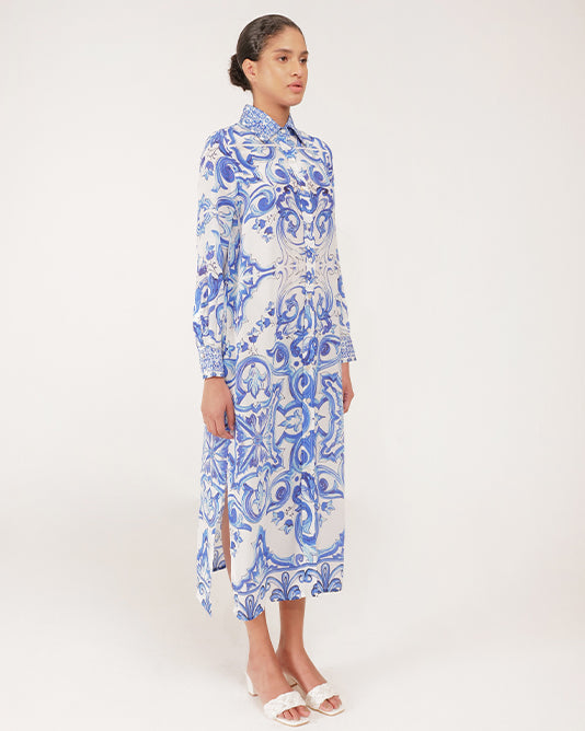 LUPINE Printed Silk Shirt Dress