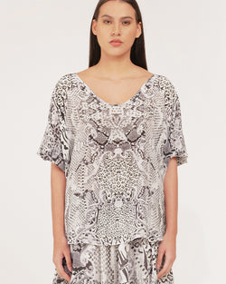 LILY TOP IN MULTI ANIMAL PRINT