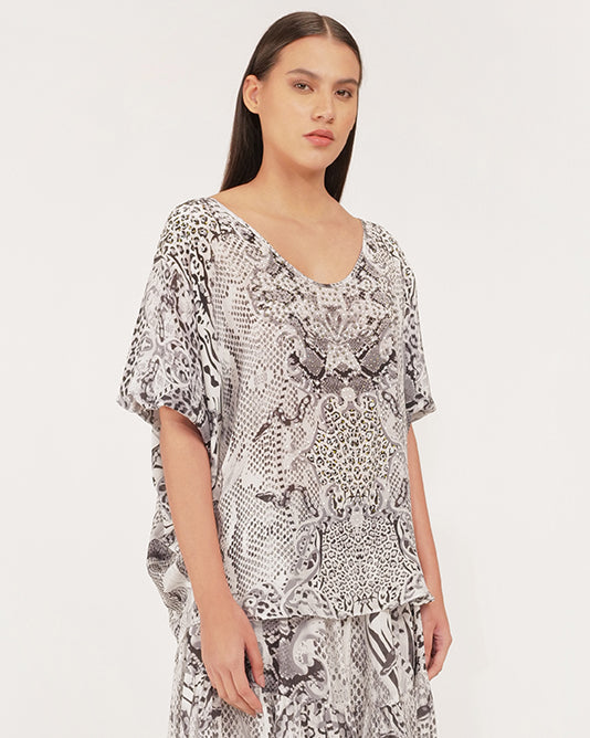 LILY TOP IN MULTI ANIMAL PRINT