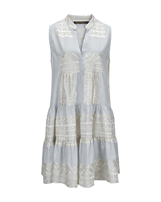 Short Tiered Dress With Embroidery