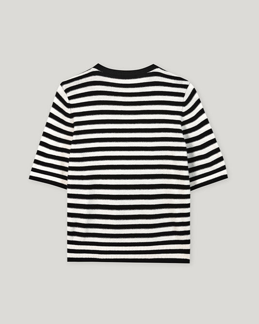 Cashmere Blend Stripe Sweater With Gold Buttons