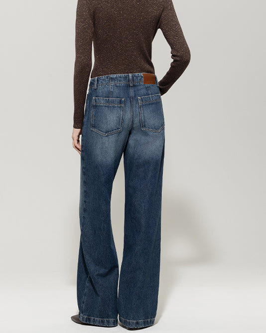 Wide Leg Tencel Jean With Front Buttoned Pockets