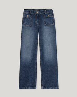 Wide Leg Tencel Jean With Front Buttoned Pockets