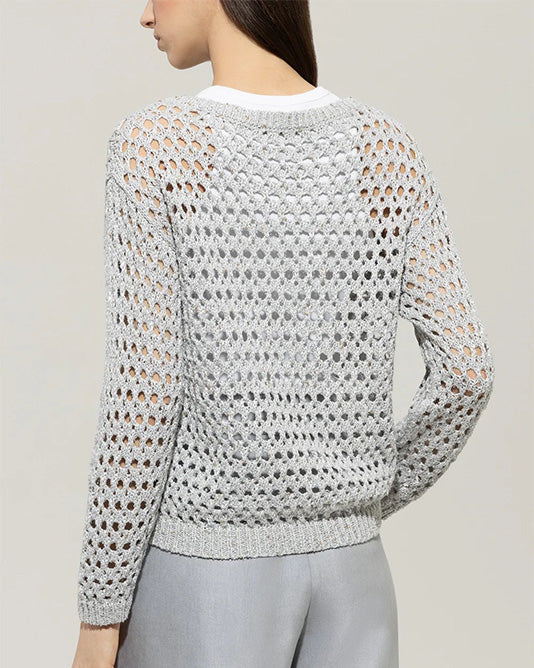 Lurex Silver Fish Net Sweater