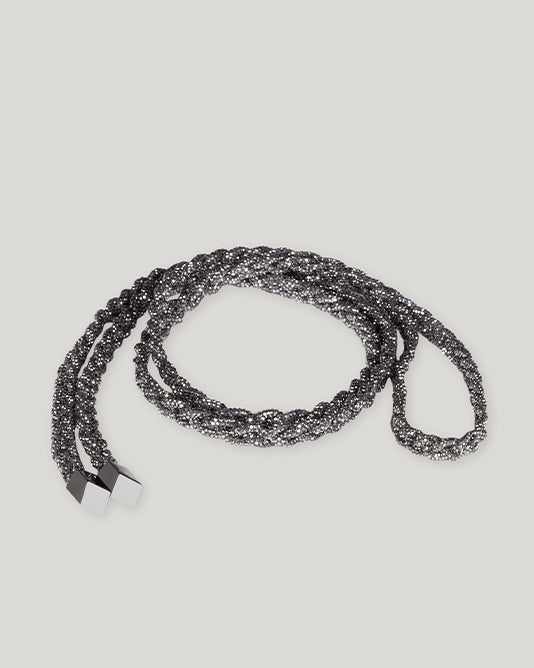 Braided Metallic Pewter Belt