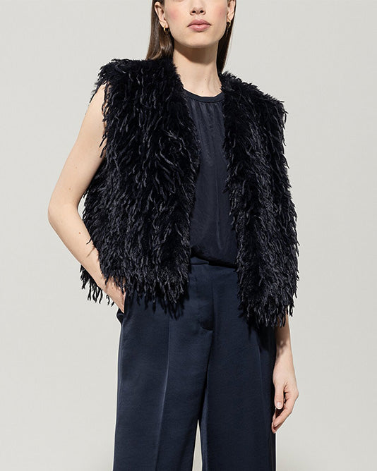 Feather Look Dark Navy Gilet